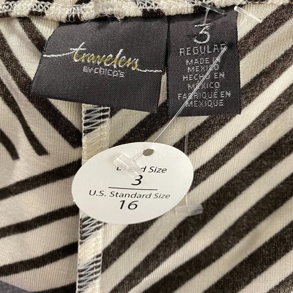 Chico's Travelers Wide Leg Pants Size 3 Pull On Striped Slinky NWOT PT-2092 - Picture 5 of 8